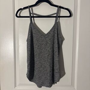Ardene Gray Ribbed V-Neck Tank Top